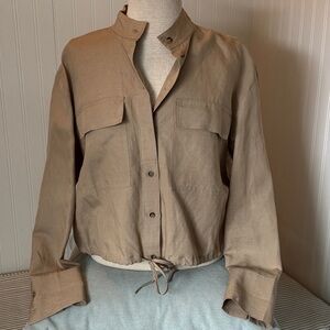 Banana Republic Tan Button Down Shirt Linen mix